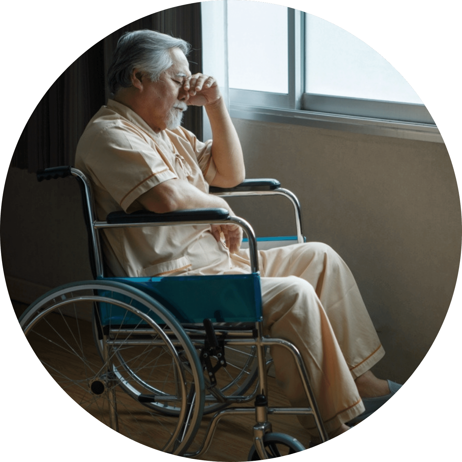 sad man in nursing home